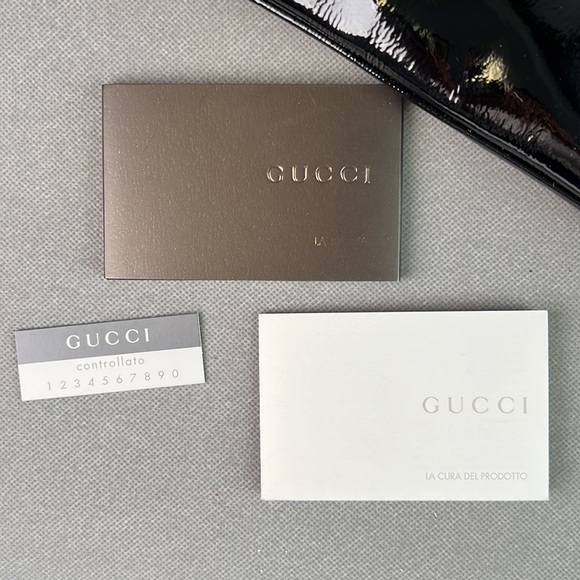 Gucci top handle clutch black mirror finish silver hardware, like new - Picture 12 of 12
